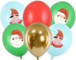 Set of 6 Balloons Latex Multicolour Xmas Candy Land