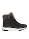 Leather Women's Ankle Boots Platform & Fur Black