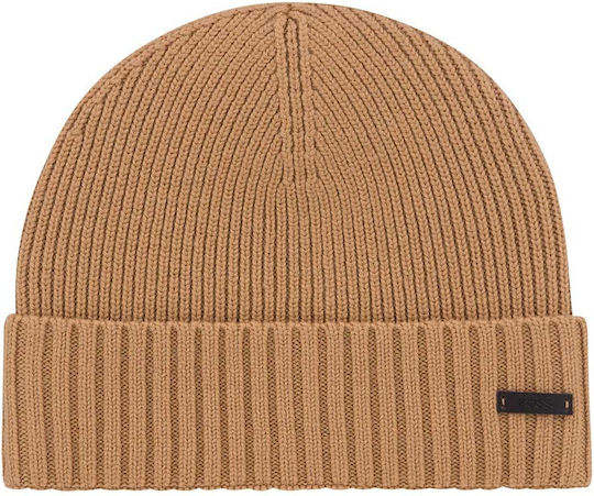 Beanie Männer Beanie mit Rippstrick in Beige Farbe