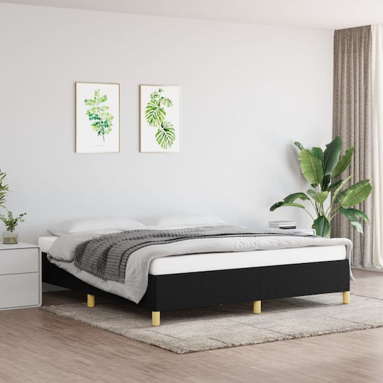 Double Bed Mattress Topper Upholstered with Fabric Black for Mattress 160x200cm