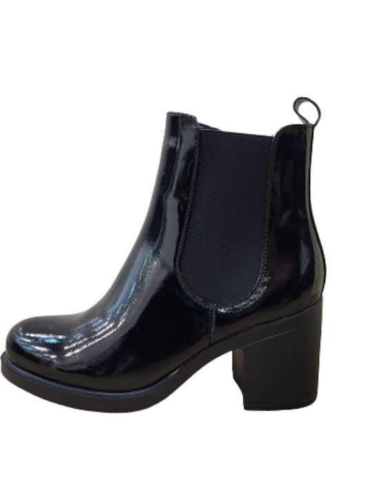 Black patent ankle boot