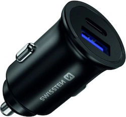 Swissten Încărcător Auto cu Porturi 1xUSB-A 1xType-C