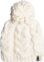 Roxy Winter Beanie Cap with Braid White