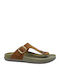 Sunny Sienna Leather Women's Flat Sandals in Tabac Brown Color