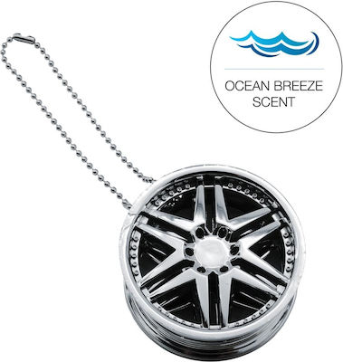 Simoni Racing Car Air Freshener Pendant Chrome Wheel Ocean Breeze