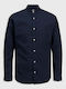 Jack & Jones Men's Shirt Long Sleeve Cotton Navy Blue