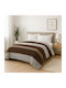 Saray Home Bettbezug Großes Doppelbett 220x240cm Stripe Ivory / Brown 300 GSMGsm