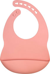 Baby Cloud Wasserdicht Lätzchen Silikon mit Taste & Tasche Koralle