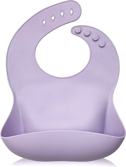 Baby Cloud Waterproof Bib Silicone with Button & Pocket Purple