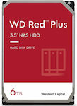 Western Digital Red Plus 6TB HDD Hard Drive 3.5" SATA III 5400rpm with 256MB Cache for NAS