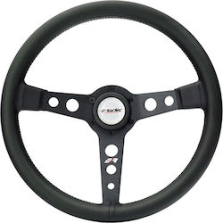 Simoni Racing Τιμόνι Αυτοκινήτου Grinta Δερμάτινο Τριάκτινο με Διάμετρο 35cm Μαύρο/Μαύρο