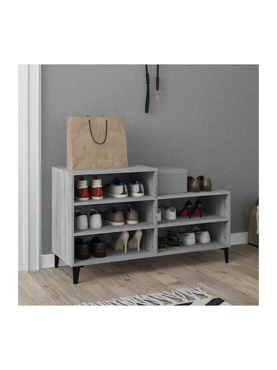 Ξύλινη Παπουτσοθήκη με 3 Ράφια Γκρι Μ102xΠ36xΥ60cm