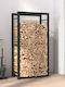 vidaXL Metallic Firewood Shelf 50x28x94cm Black