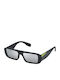 Unisex Sunglasses with Black Plastic Frame and Silver Mirror Lens