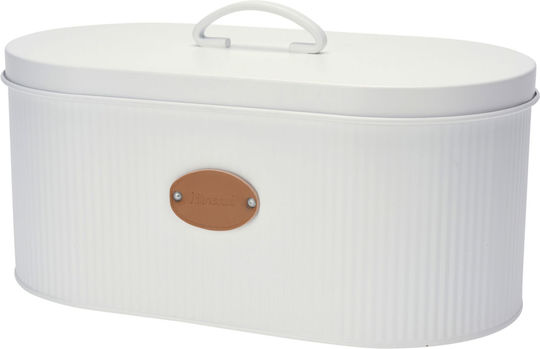 Excellent Houseware Ψωμιέρα με Καπάκι Μεταλλική Λευκή 33x18x15cm