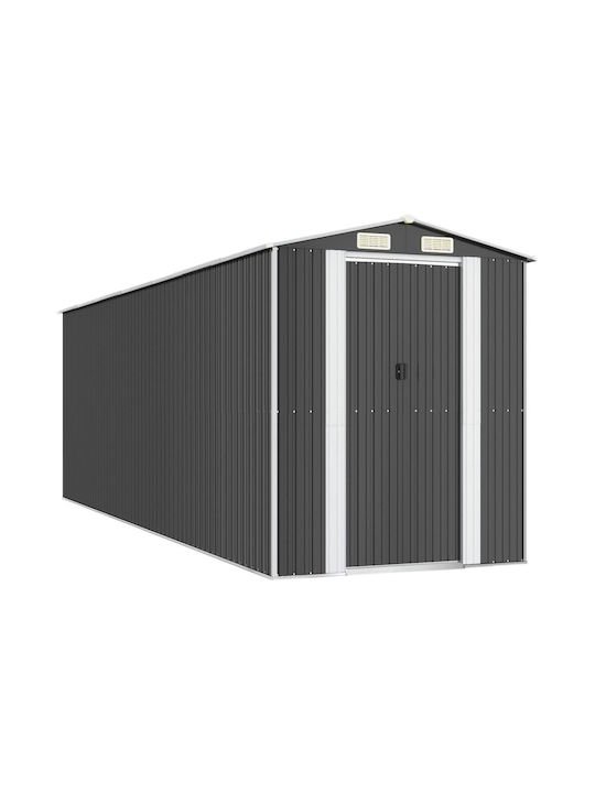 Metallic Galvanized Garden Warehouse with Double-Leaf Door & Air Vent Ανθρακί L1.92xW6.06xH2.23cm