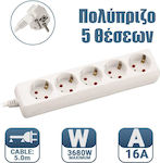 5-Outlet Power Strip 5m White