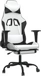 vidaXL 3143663 Artificial Leather Gaming Chair with Footrest White