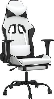 vidaXL 3143663 Artificial Leather Gaming Chair with Footrest White