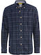 Long-sleeved Corduroy Shirt Checked Blue