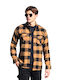 Men's Shirt in plaid, black-camel color (code SR201)