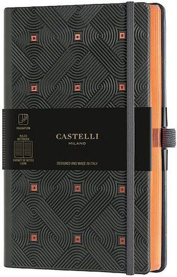 Castelli Maya Copper Notizbuch Geregelt mit Gummiband und Stifthalter Gold