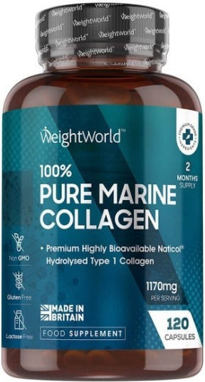 WeightWorld 100% Reines Marine Kollagen mit Hyaluronsäure 120 Kapseln