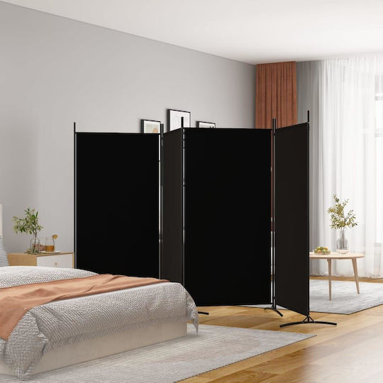 vidaXL Dekorativer Raumteiler Stoff mit 4 Paneelen Black 346x180cm