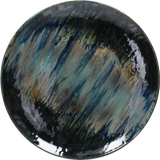 Zaros Dekorative Platte Rund Keramik Blau 1Stück 47x47cm