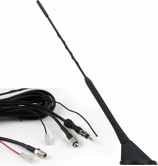 Phonocar Κεραία Αυτοκινήτου Οροφής Fiberglass Βιδωτή με Κλίση 60° και Καλώδιο 5m για Ραδιόφωνο με Ενισχυτή σε Μαύρο Χρώμα