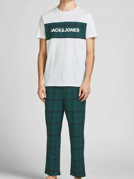 Jack & Jones Men's Winter Checked Pajamas Set White/Green