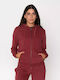 Joan Women's Sweatshirt Jacket Hooded Burgundy