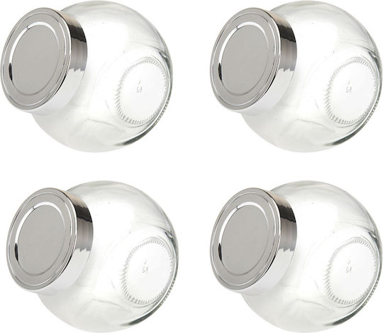 Set of 4 General Use Glass Jars with Lid Transparent 190ml 4 Pieces