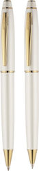 Scrikss 35 Noble Chrome Pen Set Ballpoint Mechanical Pencil White