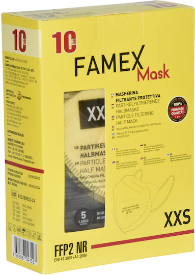 Famex Μάσκα Προστασίας FFP2 XXS για Παιδιά σε Κίτρινο χρώμα 40τμχ