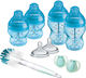 Tommee Tippee Set aus Plastikflaschen Newborn Starter Kit Gegen Koliken mit Silikonsauger für 0+, 0+ m, Monate Light blue 150ml 9Stück