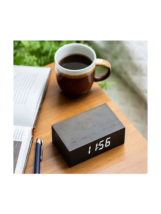 Gingko Ψηφιακό Ρολόι Επιτραπέζιο με Ξυπνητήρι Black G003B10