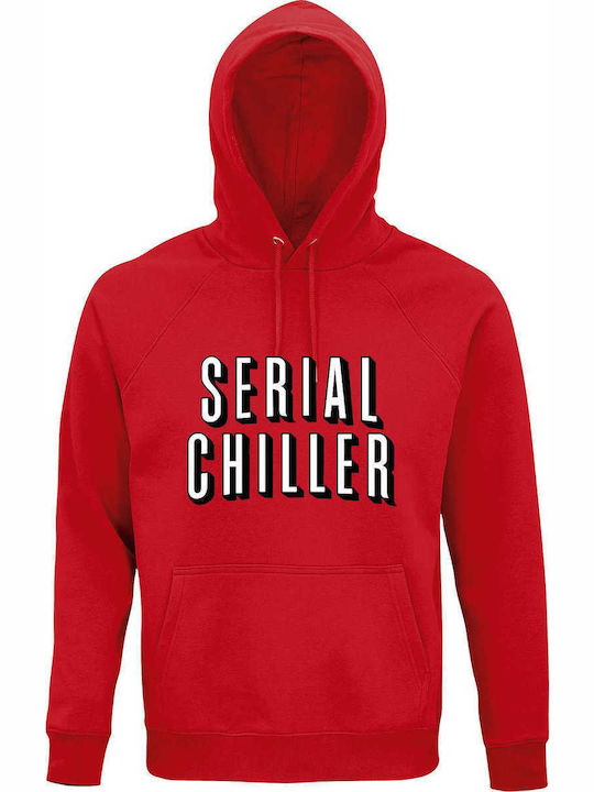 Bluză cu glugă Unisex Organic "Serial Chiller Netflix" Roșu