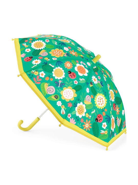 Djeco Kids Curved Handle Umbrella Spring with Diameter 70cm Green