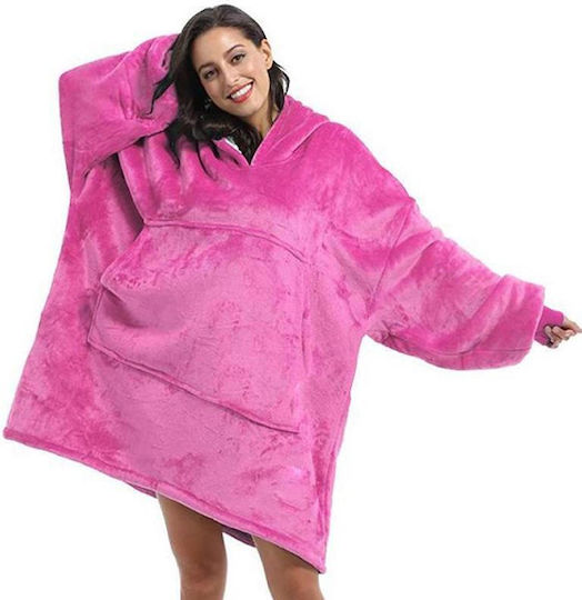 Pătură Ultra Plush Huggle Hoodie Polar Fleece Cu Mâneci 70x90cm Roz