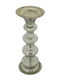 Artekko Pillar Κηροπήγιο Γυάλινο σε Ασημί Χρώμα 15.6x15.6x37.5εκ.