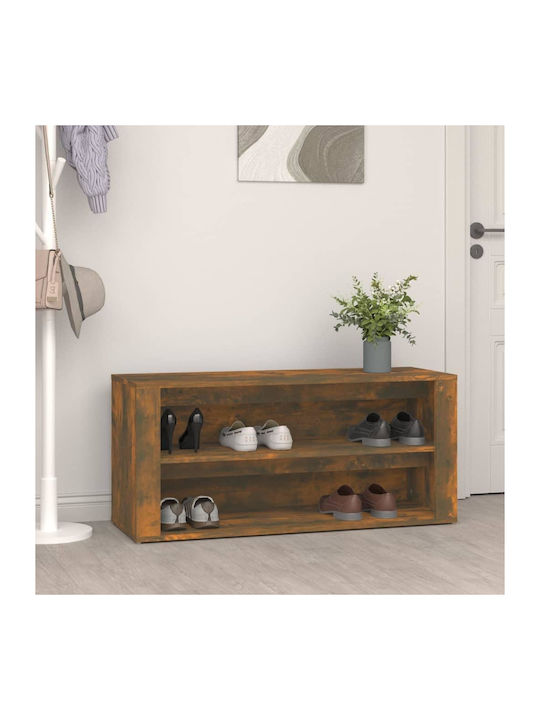 Holz Schuhschrank mit 2 Regalen Gelb L100xW35xH45cm