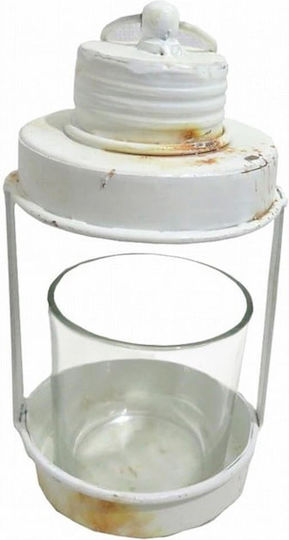 Artekko Tabletop Metallic Lantern White 10x10x18cm