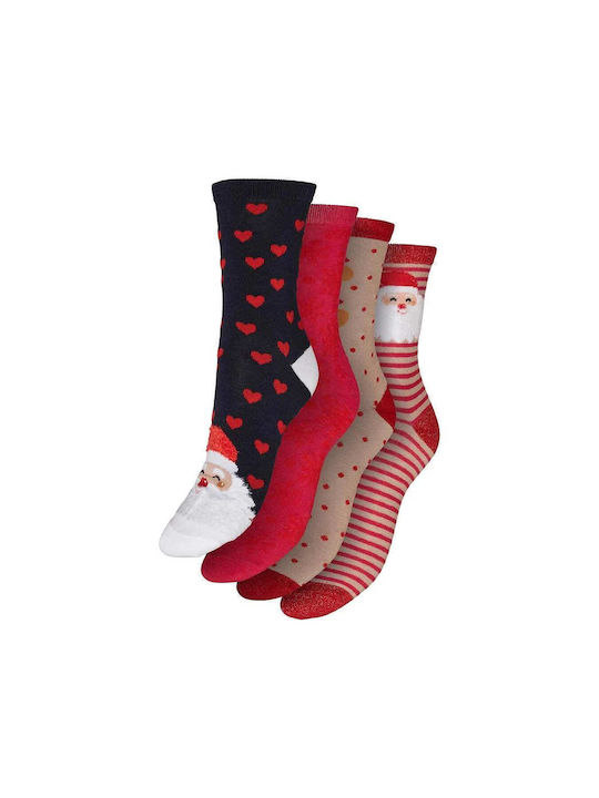 Vero Moda Γυναικείες Χριστουγεννιάτικες Κάλτσες Πολύχρωμες 4 Pack