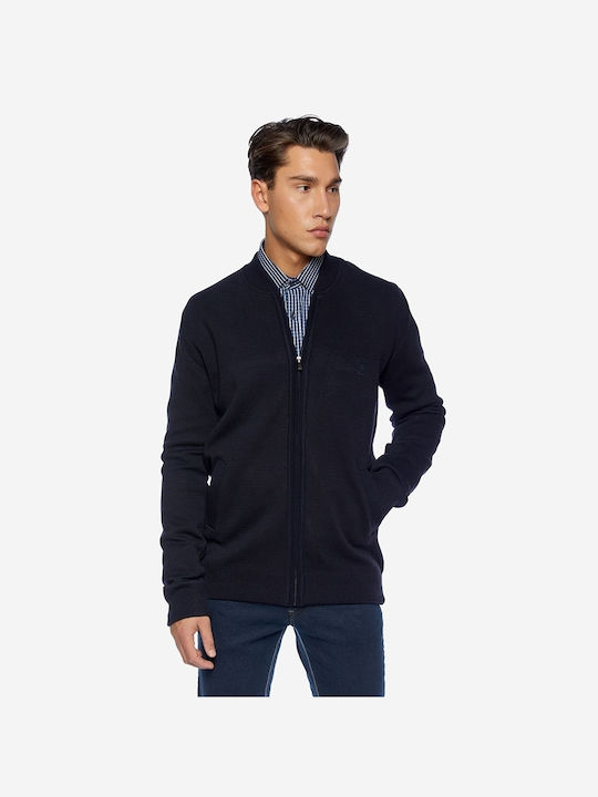 Sogo Men's Knitted Cardigan with Zipper Marine