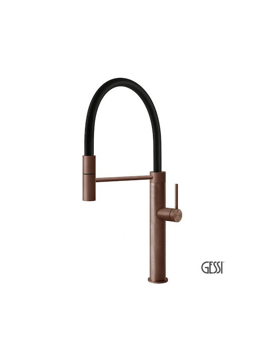 Gessi Cesello Kitchen Faucet Counter Flexible Warm Copper Brushed