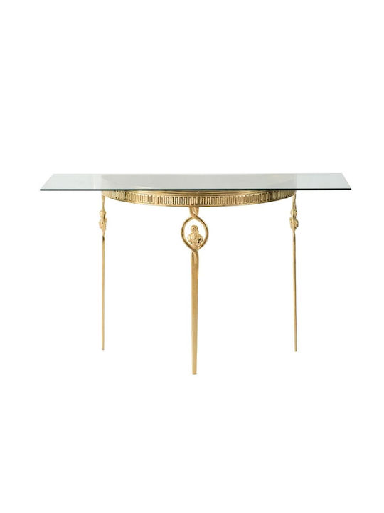 Oval Central Coffee Table Yazdid Glass Gold M91.4xL150xH50.8cm