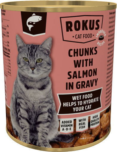 Rokus Wet Food for Adult Cats in Cans with Salmon 810gr