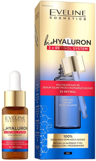 Eveline BioHyaluron 3 x Retinol System Multi-Repair Moisturizing & Anti-aging Serum Face with Bakuchiol & Retinol for Firming & Revitalization
