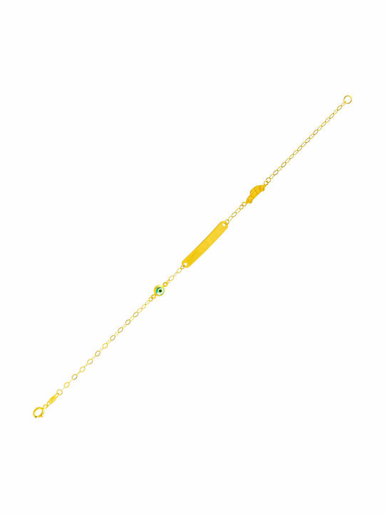 Papadopoulos Gold Kinderarmband ID aus Gold 14K mit Böses Auge